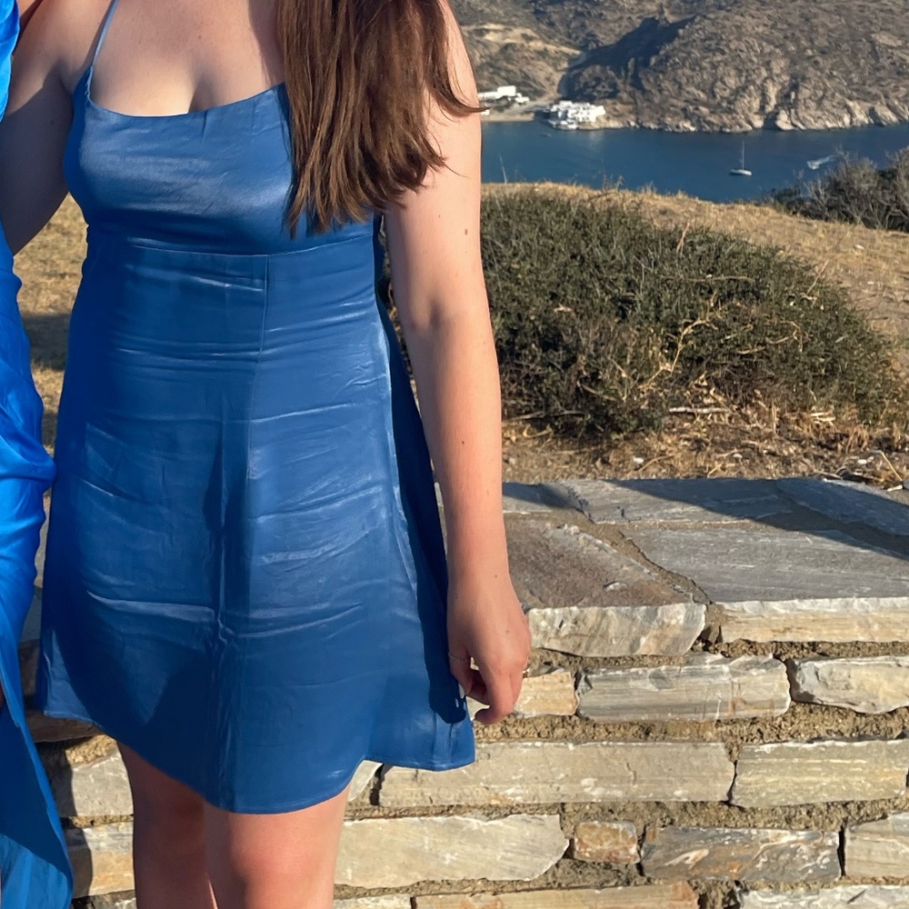 Anthropologie Blue Mini Dress with Open Back